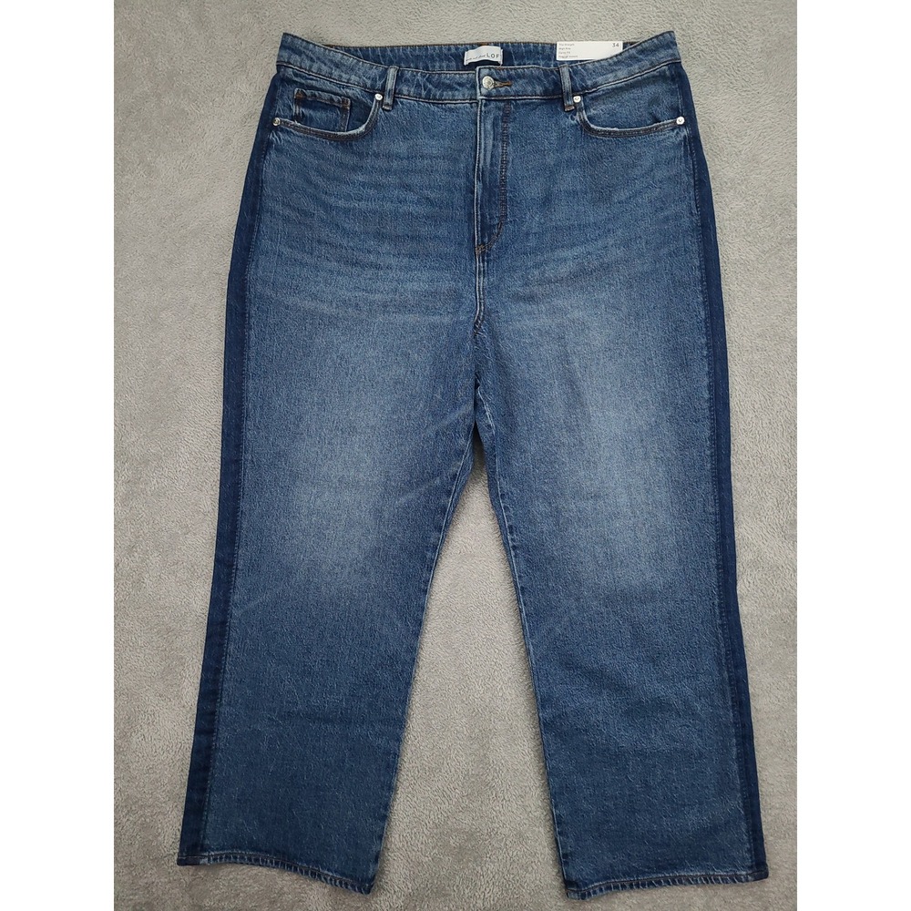 Loft The Straight Jeans Women's Size 18/34 Blue Denim Dark Wash